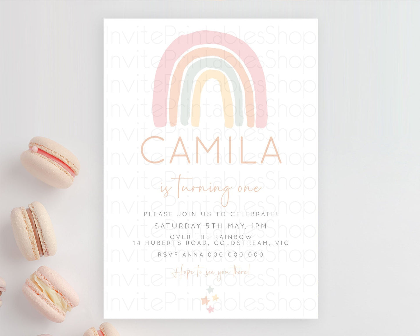 Pastel Rainbow Birthday Invitation Pastel Rainbow Invitation Rainbow Invitation Pastel Invitation Boho Rainbow 1st First Birthday D10162