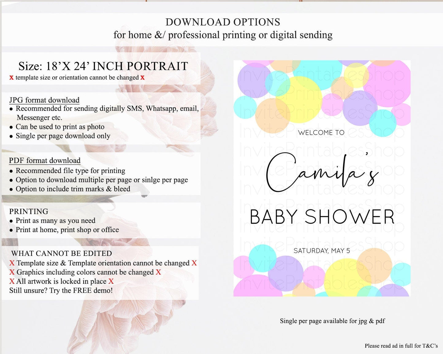 Rainbow Baby Shower Welcome Sign Pastel Welcome Board Pastel Rainbow Confetti Welcome Sign Colorful Bubbles Pastel Welcome Sign D10406
