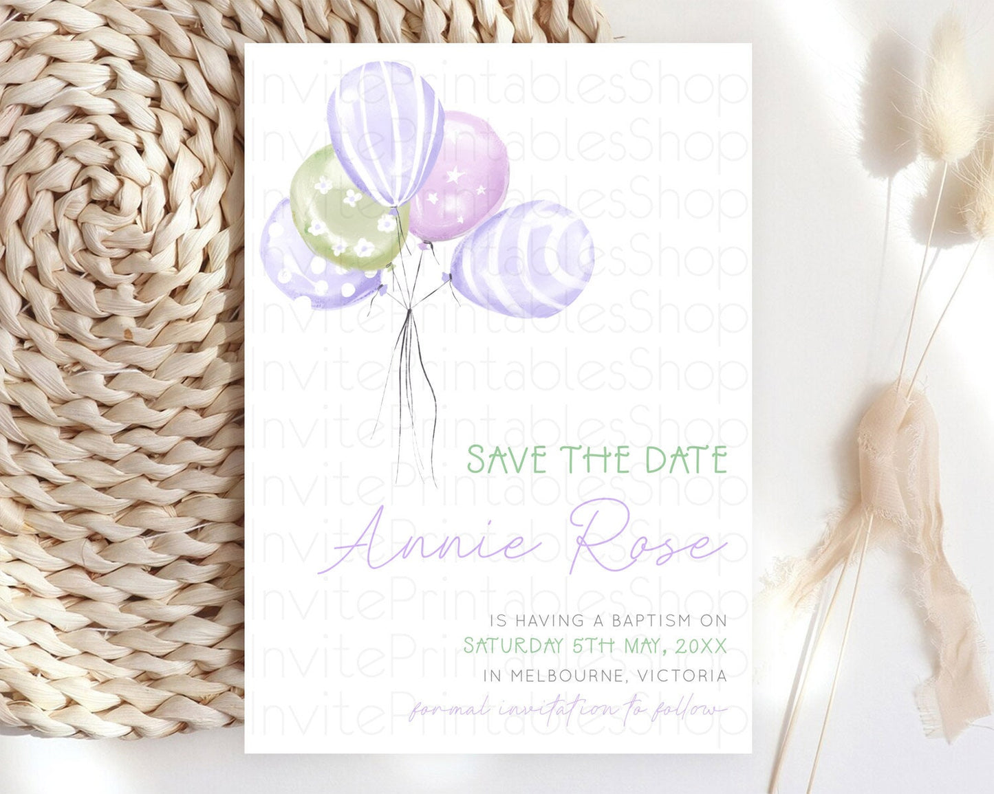 Pastel Balloons Save The Date Rainbow Confetti Balloon Party Colorful Balloon Save The Date Template Birthday Baby Shower Baptism  D23103