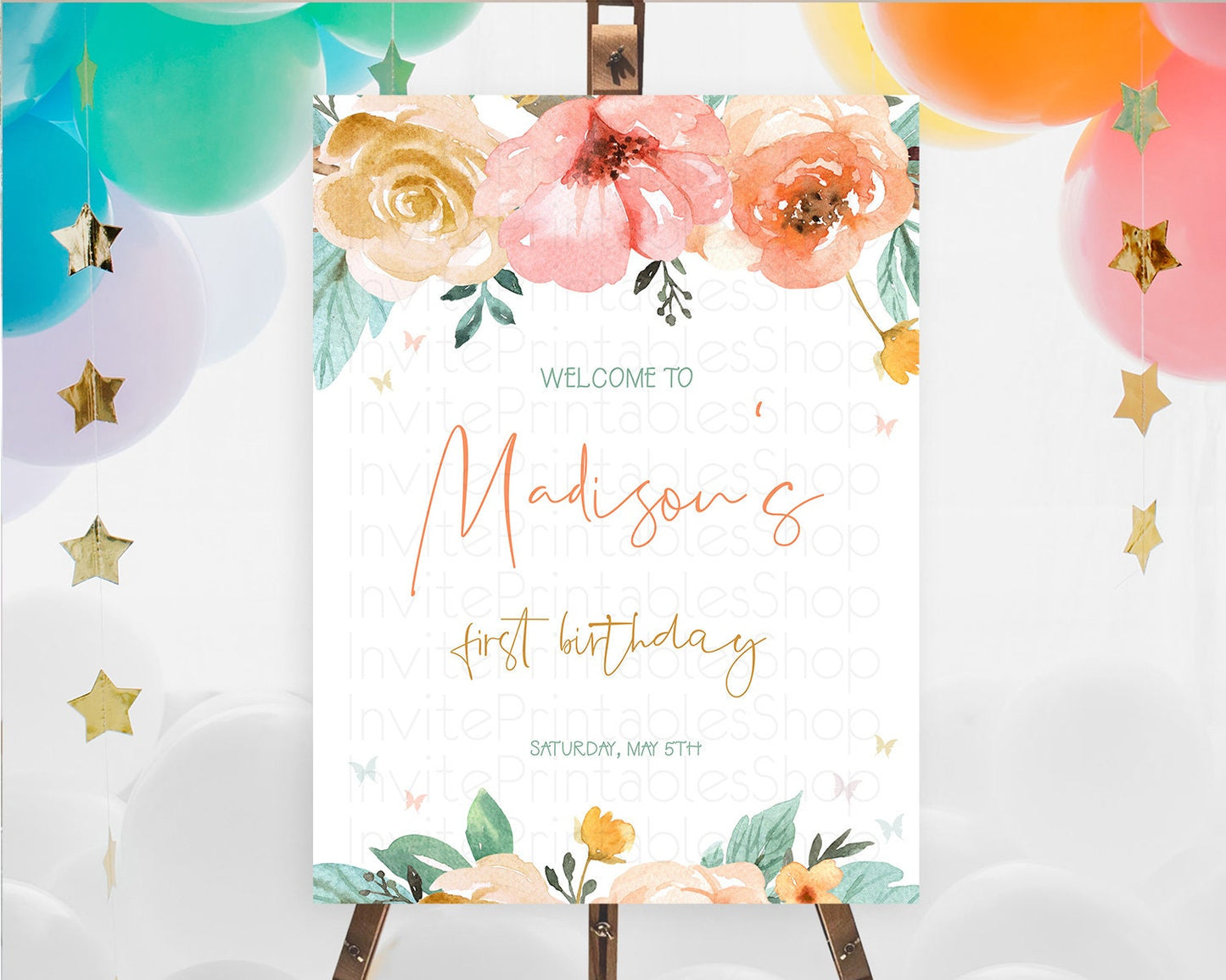 Secret Garden Welcome Sign Wildflower Welcome Board Pastel Flower Garden Welcome Poster Boho Wildflower First Birthday Welcome Sign D10347