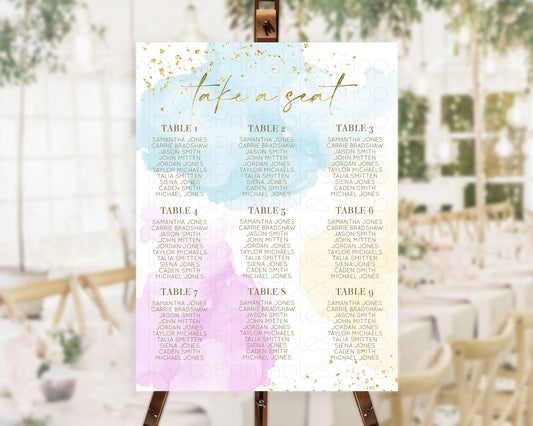 Editable Rainbow Seating Chart Pastel Seating Chart Colorful Pastel Watercol
