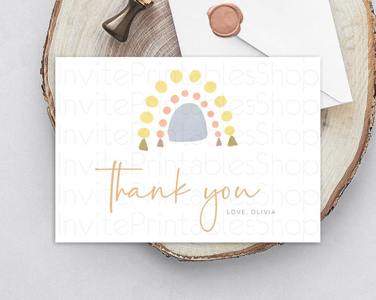Editable Pastel Rainbow Thank You Boho Rainbow Thank You Card Rainbow Birthd