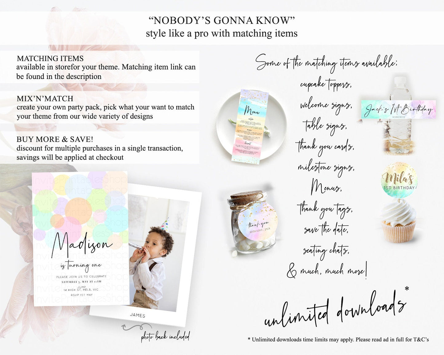 Pastel Birthday Invitation Pastel Confetti Birthday Invitation Bubbles Invitation Colorful Rainbow Confetti 2nd 1st First Birthday D10226