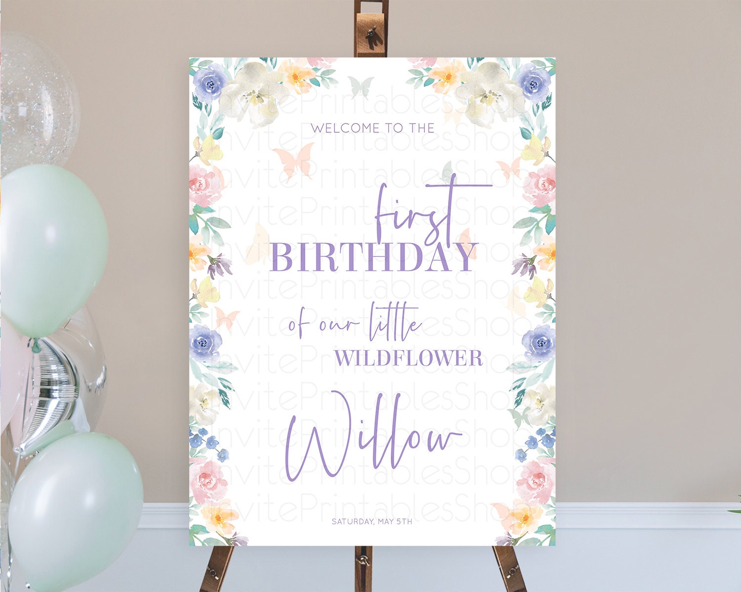 Editable Secret Garden Welcome Sign Wildflower Welcome Board Pastel Flower G