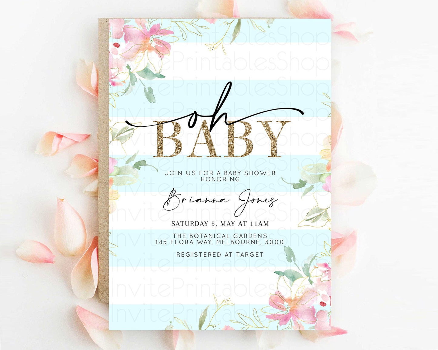 Wildflower Baby Shower Invitation Secret Garden Baby Shower Invitation Pastel Flowers Invite Enchanted Garden Shower Floral Theme D10304