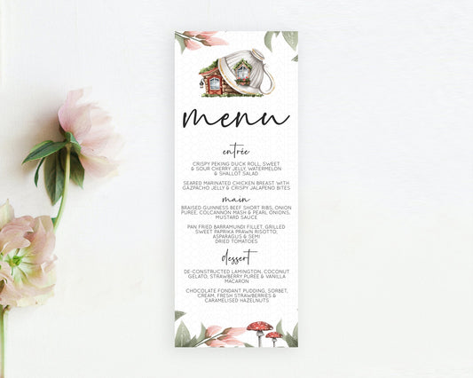 Fairy Menu Fairy Menu Template Enchanted Garden Pastel Floral Butterfly Table Décor Fairy Secret Garden Dinner Dessert Food Menu D10851