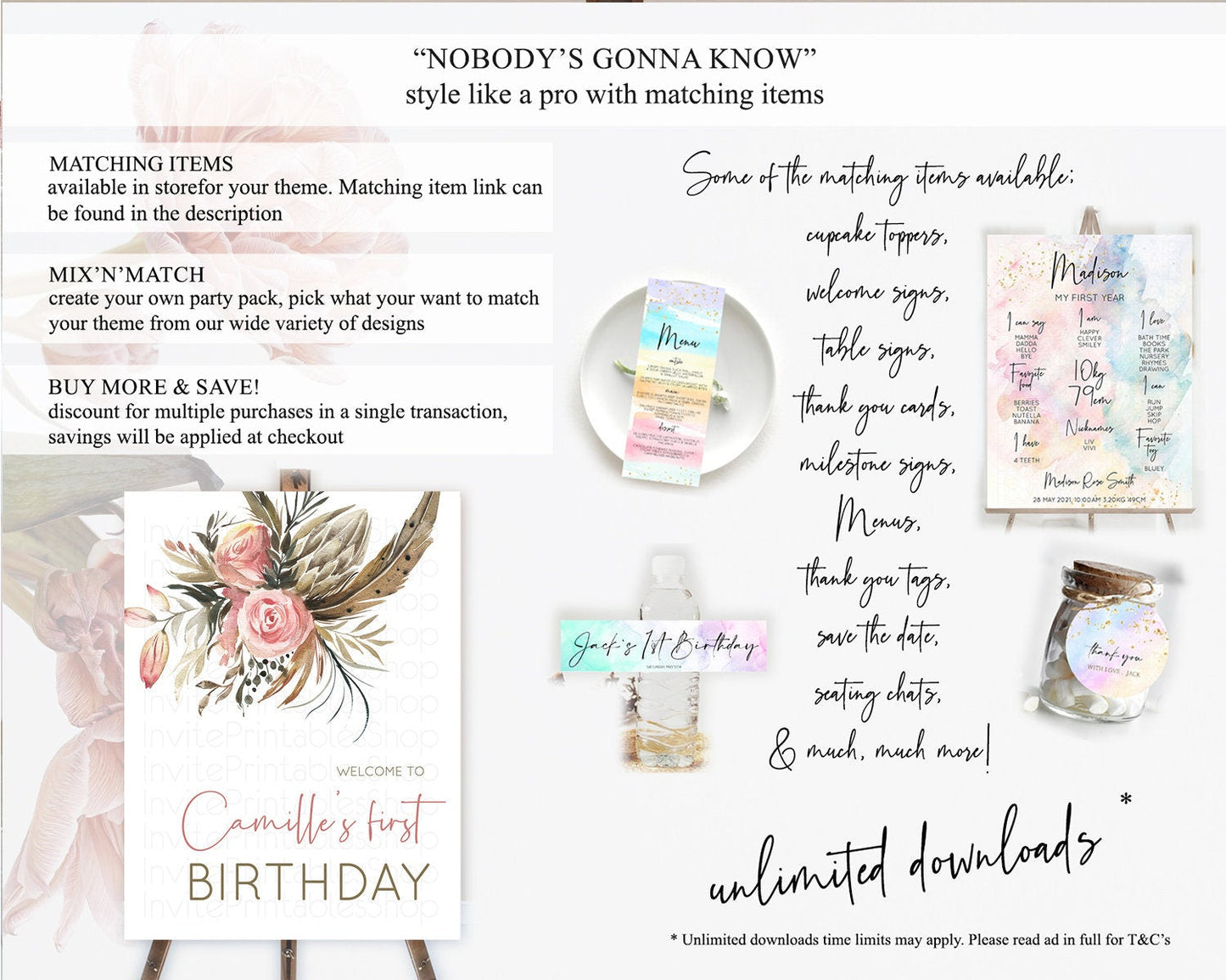 Secret Garden Welcome Sign Wildflower Welcome Board Pastel Flower Garden Welcome Poster Boho Wildflower First Birthday Welcome Sign D10686