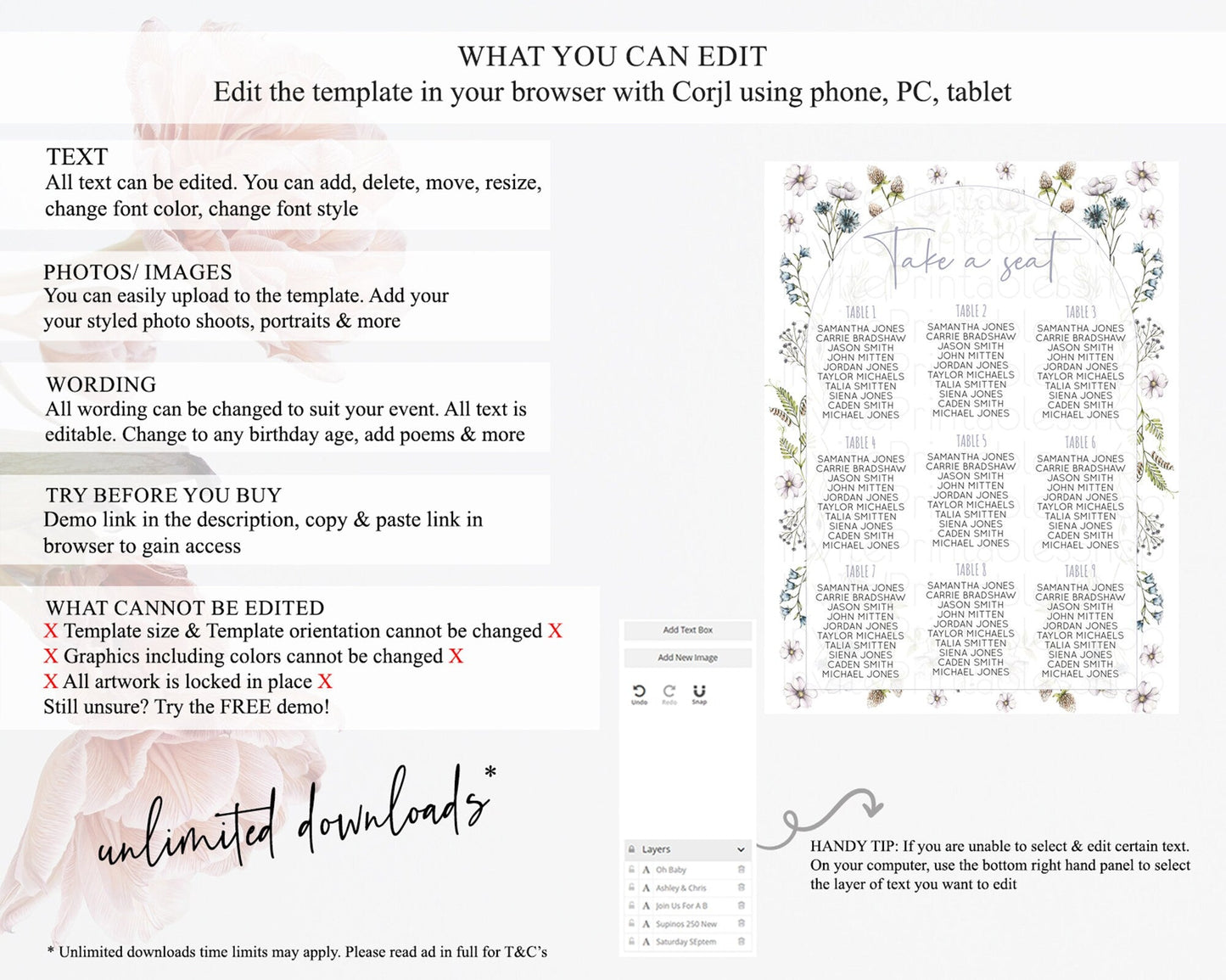 Secret Garden Seating Chart Wildflower Seating Chart Pastel Flowers Seating Chart Enchanted Garden Boho Floral Take A Seat Decor D10603