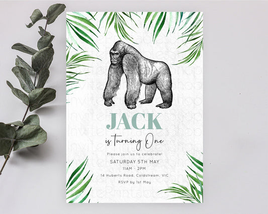 Editable Gorilla Birthday Invitation Gorilla Invitation Gorilla Birthday Jun