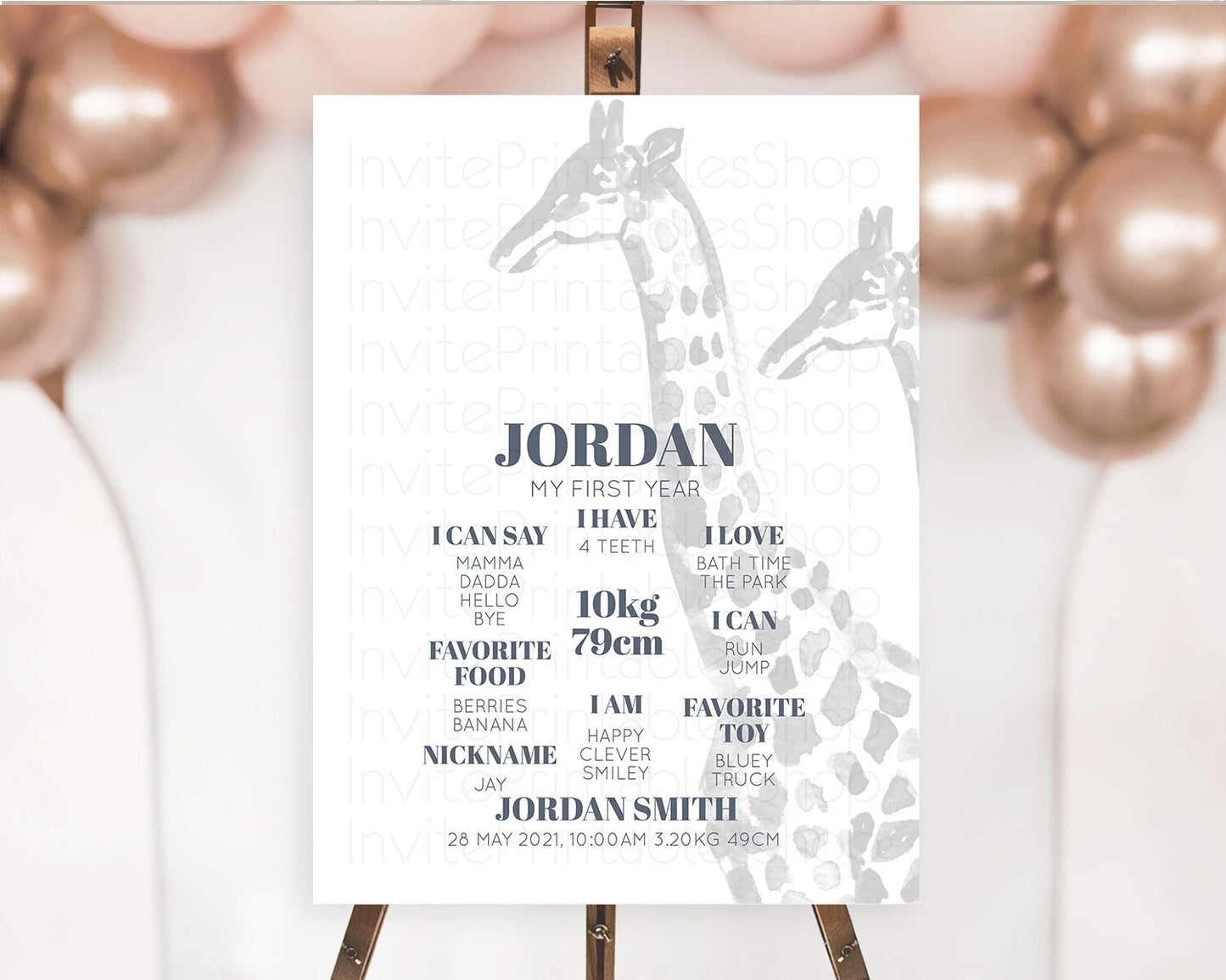 Giraffe First Birthday Milestone Board Giraffe Milestone Poster Giraffe Decor Safari Adventure Giraffe First Birthday Welcome Sign D10306