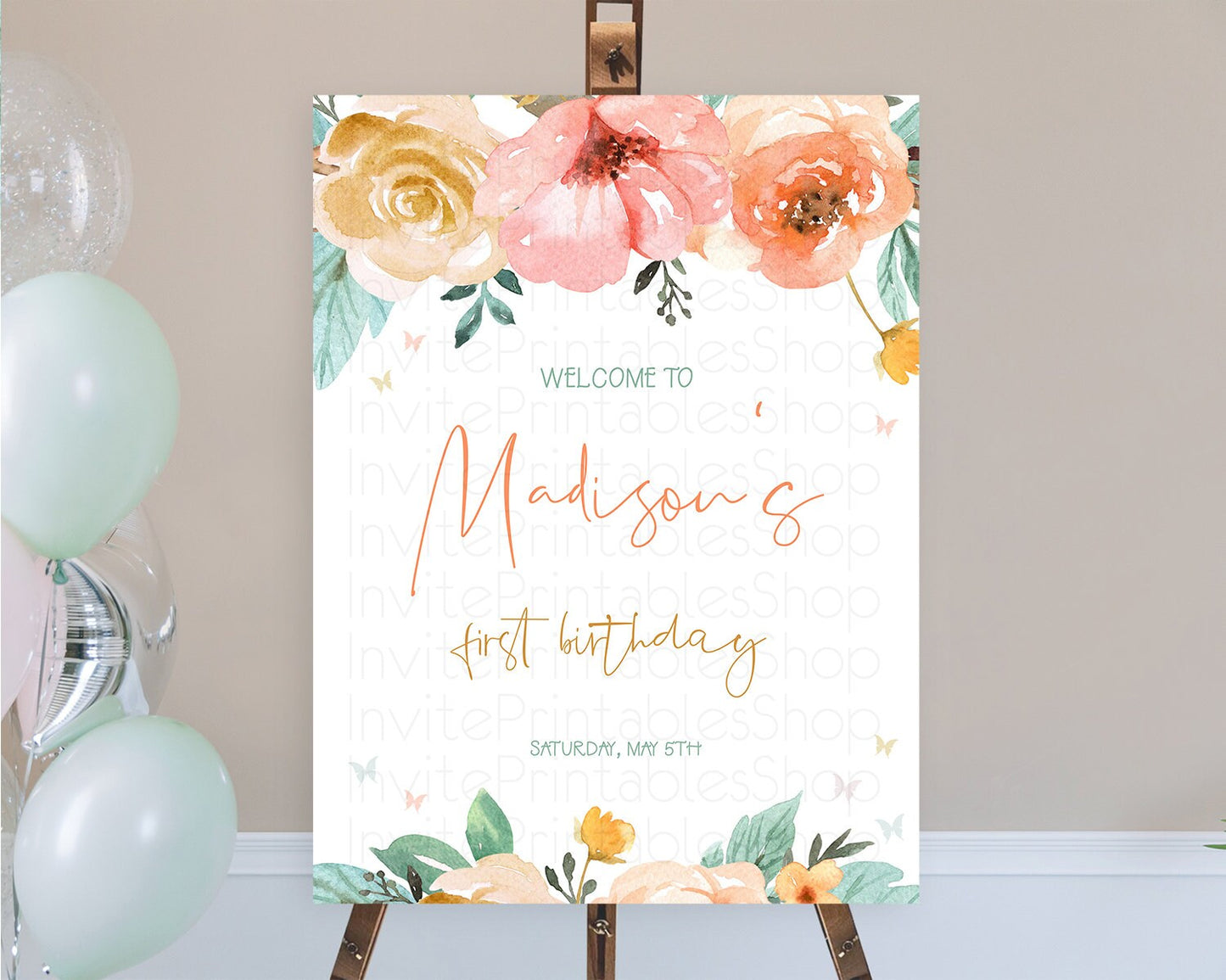 Secret Garden Welcome Sign Wildflower Welcome Board Pastel Flower Garden Welcome Poster Boho Wildflower First Birthday Welcome Sign D10347