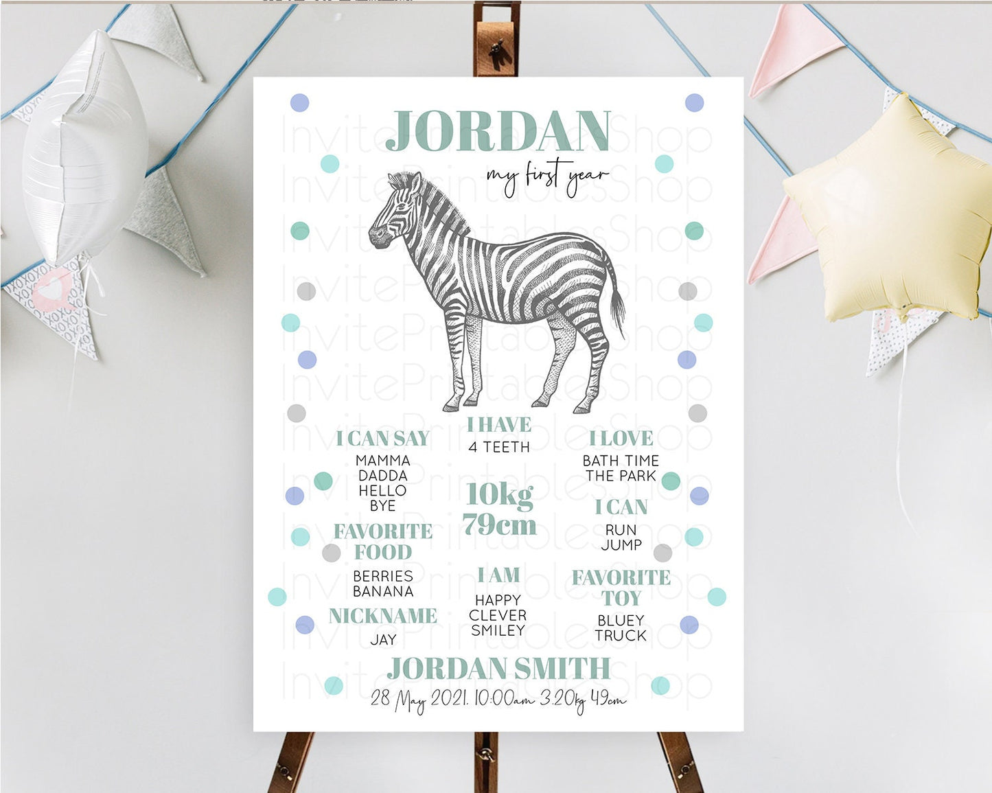 Zebra First Birthday Milestone Board Zebra Milestone Poster Zebra Decor Safari Adventure Zebra First Birthday Welcome Sign D10856