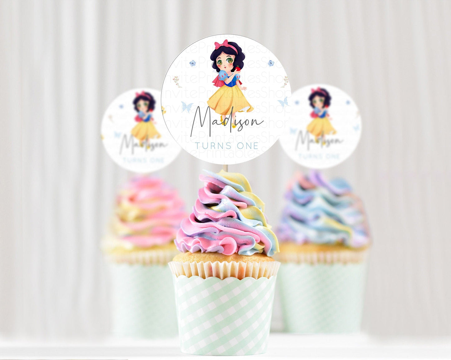 Princess Cupcake Toppers Castle Cupcake Toppers Royal Princess Decor Fairy Tale Enchanted Castle Pastel Floral Garden Table Number D10353