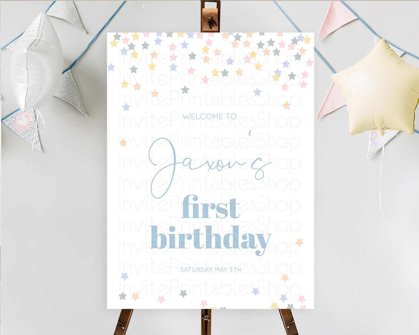 Star Welcome Board Pastel Stars Welcome Sign Shooting Star Rainbow Colorful Confetti Twinkle Little Star First Birthday Welcome Sign D10795