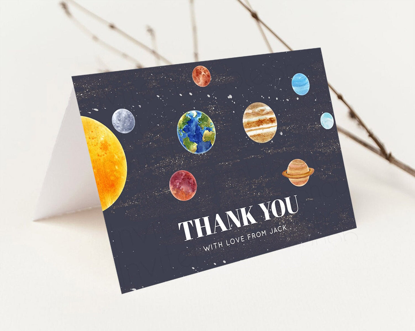 Space Thank You Space Thank You Card First Trip Around the Sun Thank You Card Planets Solar System First Birthday Thank You Cards D10144