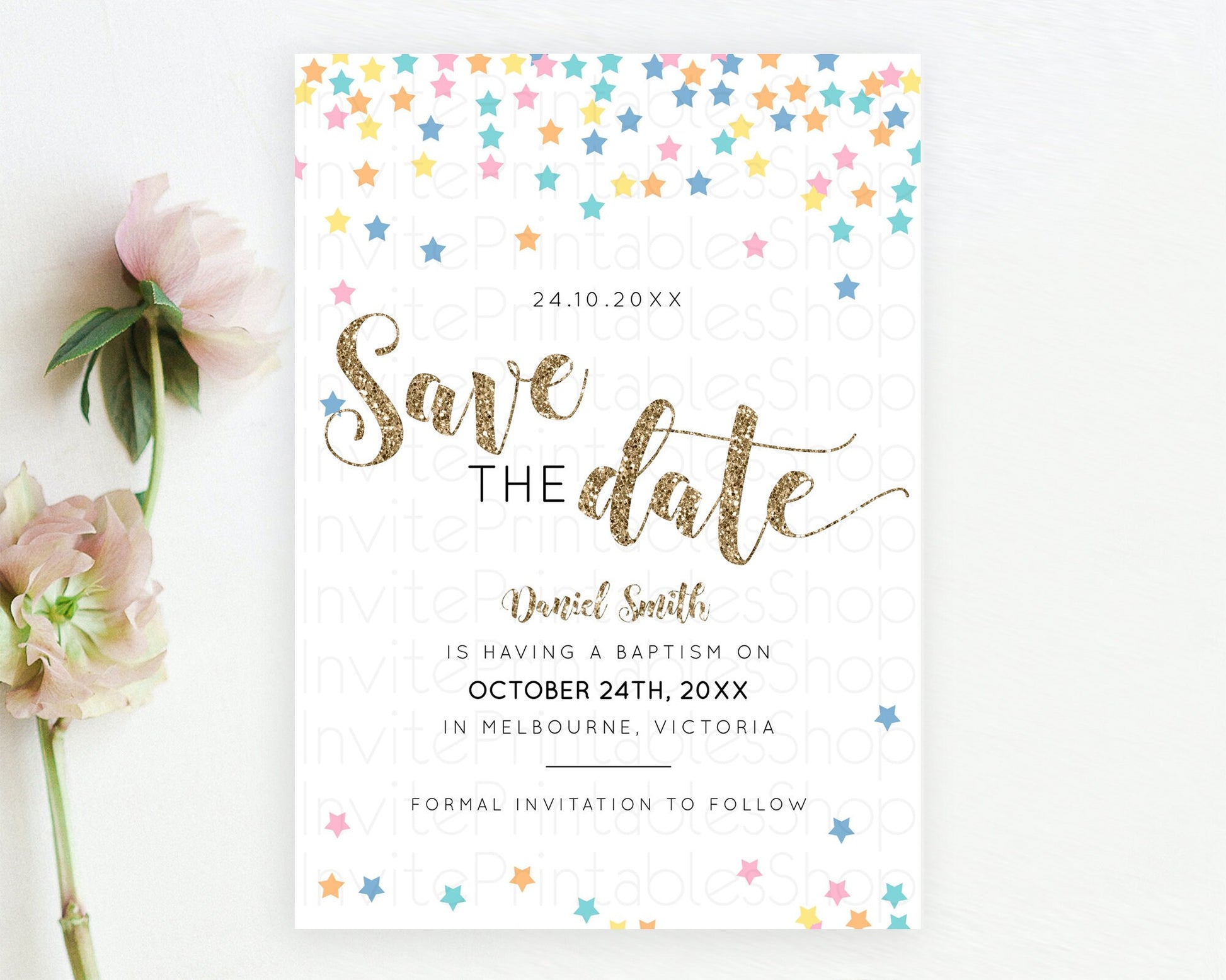 Editable Twinkle Stars Save The Date Template Pastel Twinkle Little Star Par
