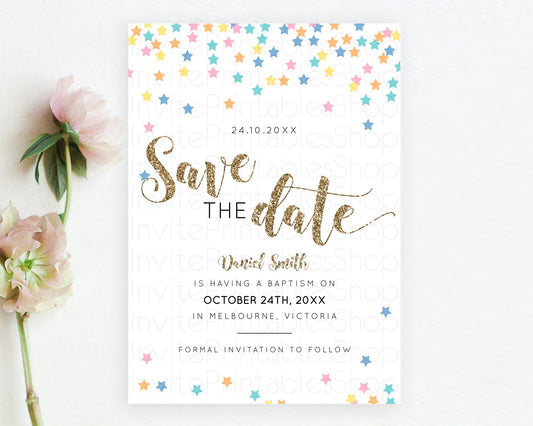 Editable Twinkle Stars Save The Date Template Pastel Twinkle Little Star Par