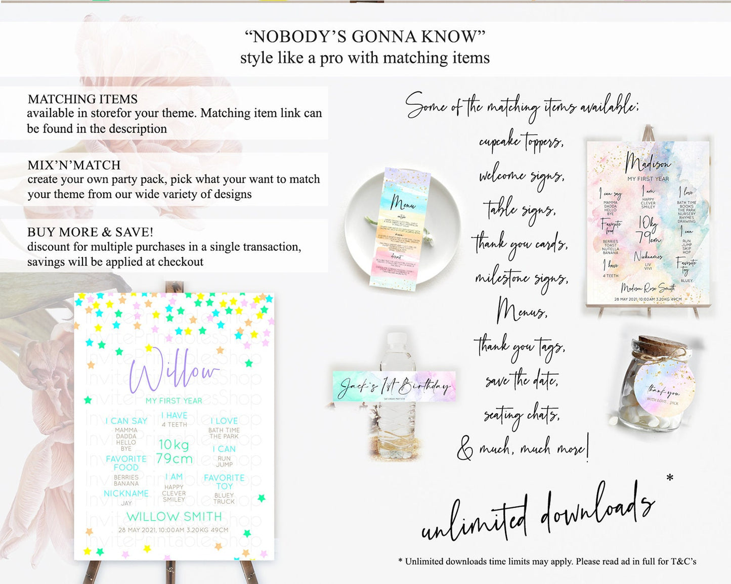 Star First Birthday Milestone Poster Pastel Stars Milestone Shooting Star Rainbow Colorful Confetti Twinkle Little Star 1st Birthday D10397