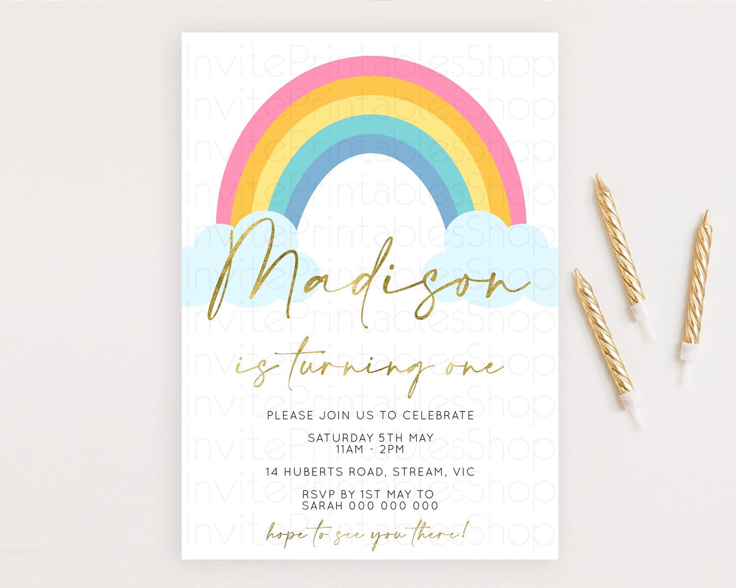 Editable Pastel Rainbow Birthday Invitation Pastel Rainbow Invitation Rainbo