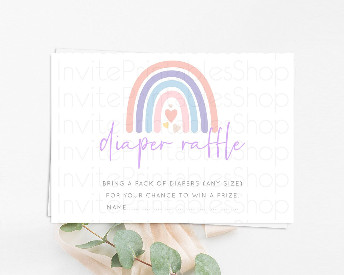 Pastel Rainbow Diaper Raffle Card Boho Rainbow Diaper Insert Boho Rainbow Diaper Ticket Pastel Watercolor Baby Shower Raffle Game D10788
