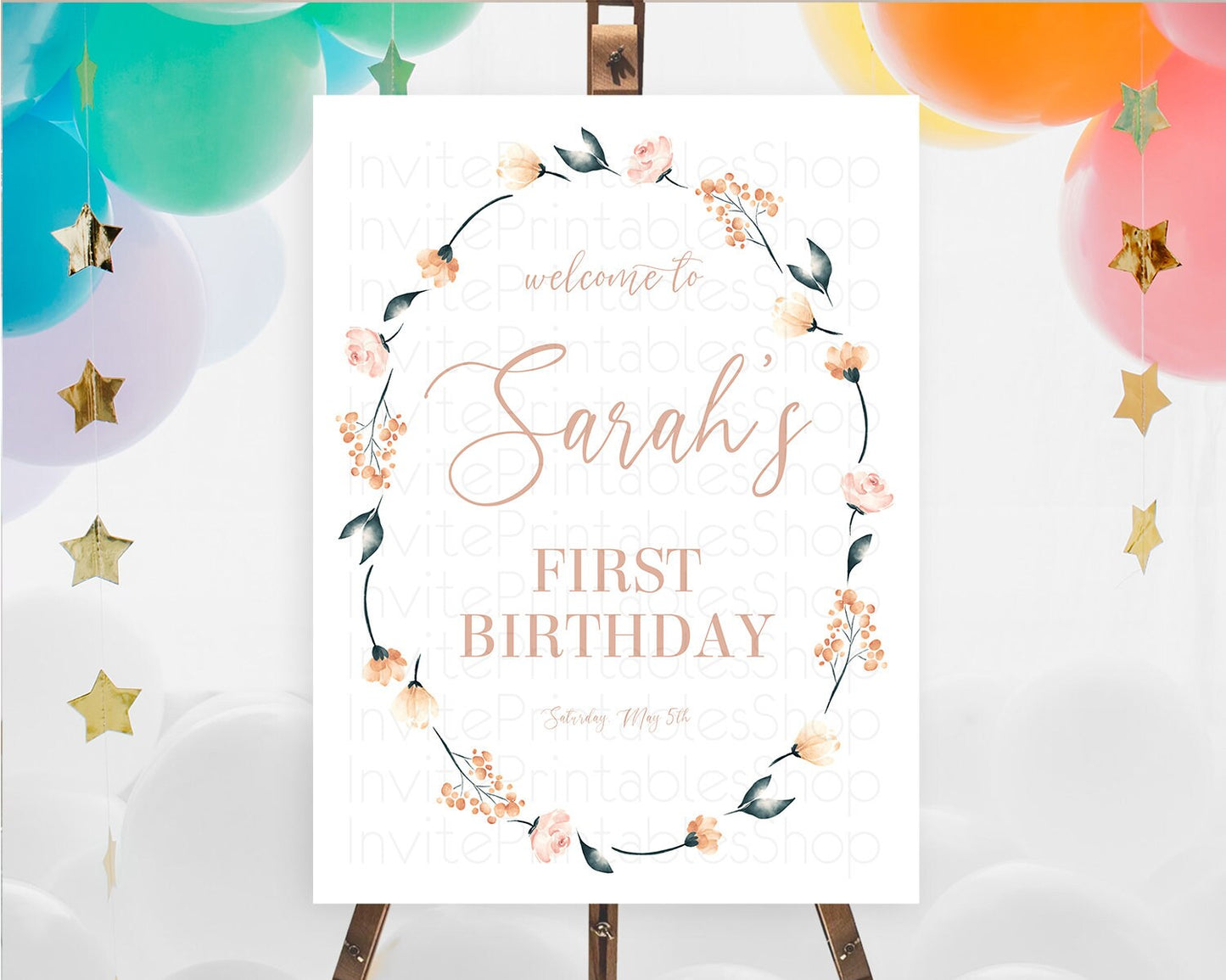 Secret Garden Welcome Sign Wildflower Welcome Board Pastel Flower Garden Welcome Poster Boho Wildflower First Birthday Welcome Sign D10240