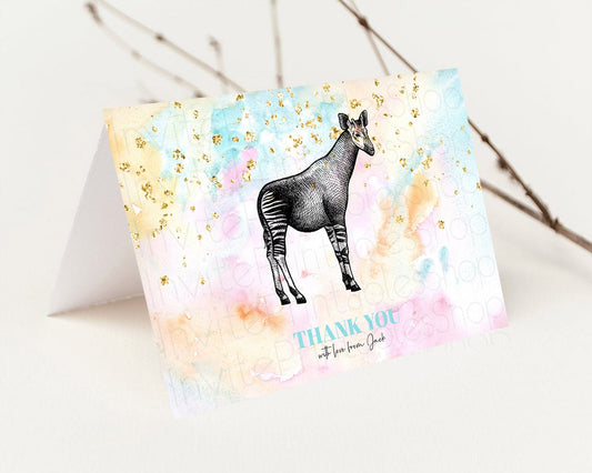 Editable Pastel Okapi Thank You Rainbow Okapi Thank You Card Colorful Rainbo