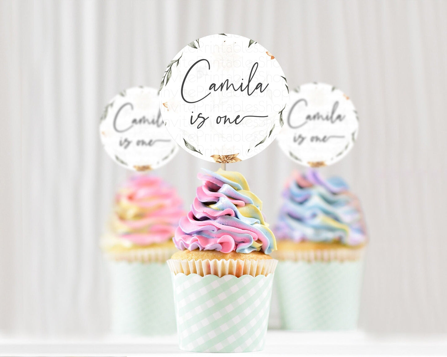 Green Leaf Cupcake Toppers Leave Cupcake Toppers Simple Greenery Cupcake Topper Eucalyptus Fern Spray Leaves Watercolour Decor D10544