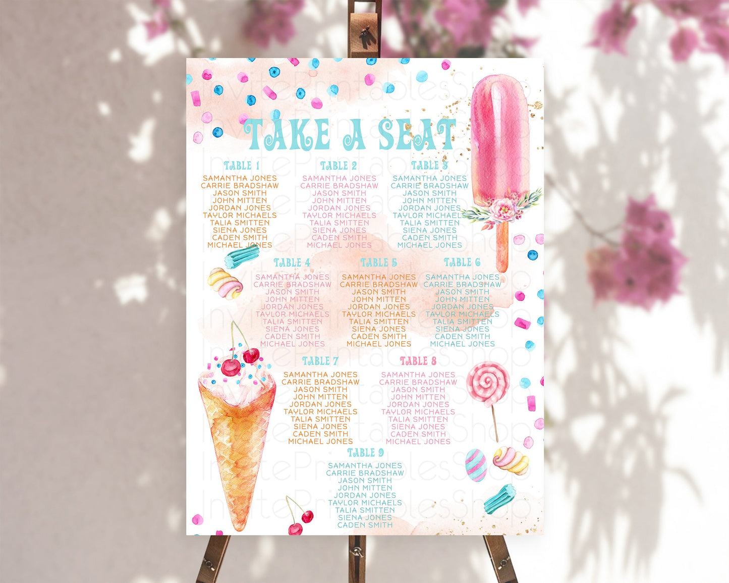 Ice Cream Seating Chart Sweet Candy Seating Chart Here's The Scoop Seating Sign Pastel Candy Seating Sign Candy Décor Sweet Candy D10554