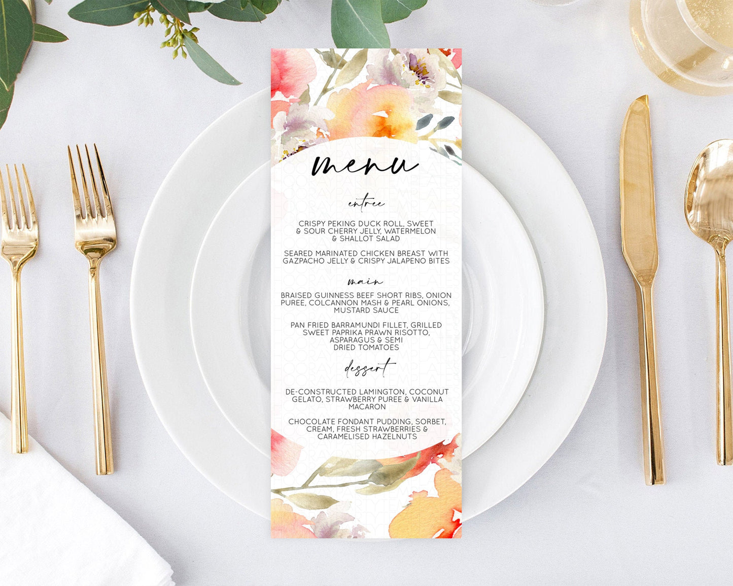 Secret Garden Menu Wildflower Menu Template Pastel Flower Garden Table Decor Boho Floral Dinner Dessert Floral Party Food Menu D10280