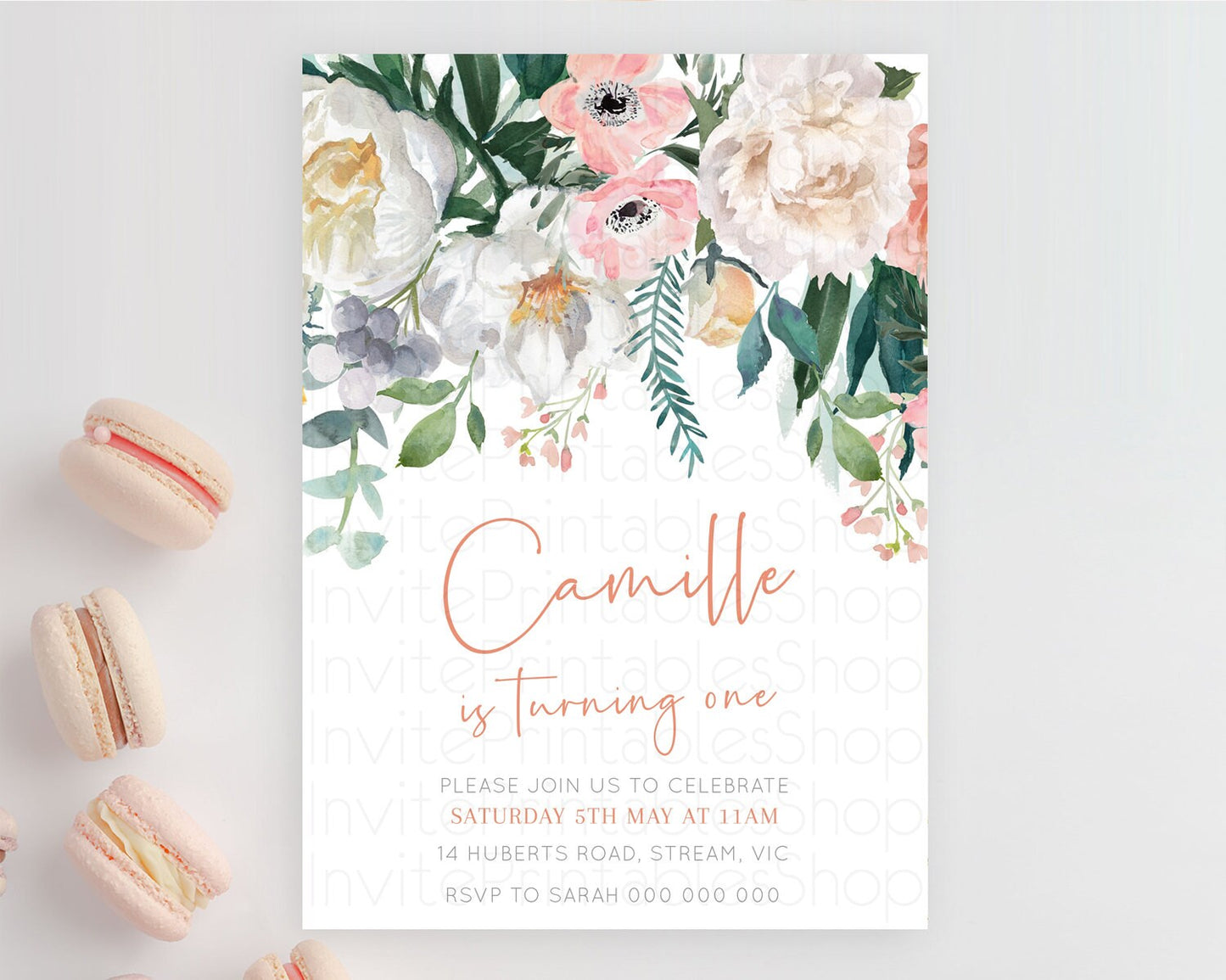 Secret Garden Invitation Wildflower Birthday Invitation Pastel Flowers Invite Enchanted Garden Boho Floral 3rd 2nd First Birthday D10717