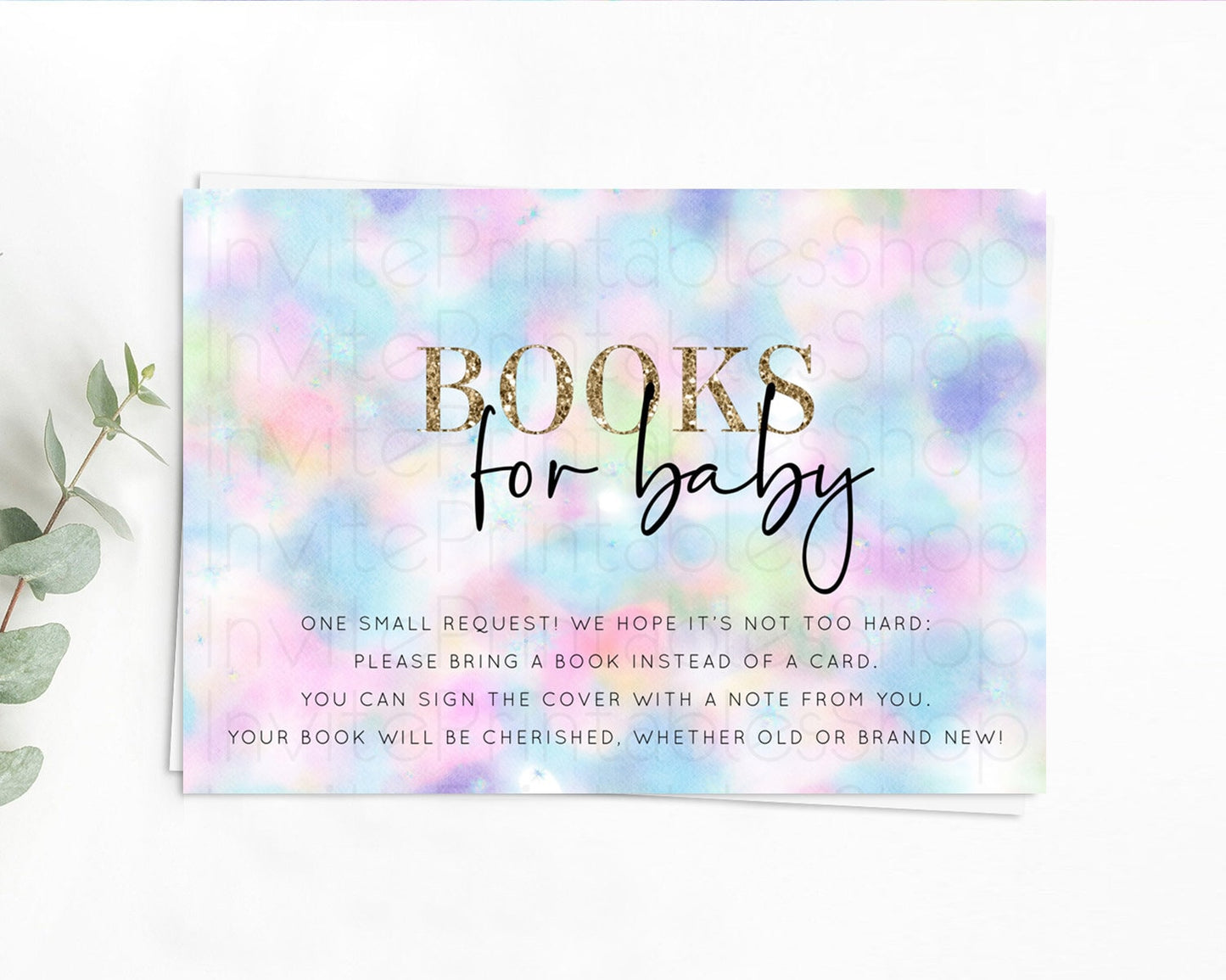 Pastel Books For Baby Card Pastel Rainbow Book Insert Colorful Ombre Watercolor Book Card Confetti Glitter Baby Book Poem Request D10694