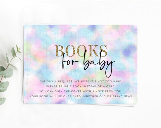 Pastel Books For Baby Card Pastel Rainbow Book Insert Colorful Ombre Watercolor Book Card Confetti Glitter Baby Book Poem Request D10694