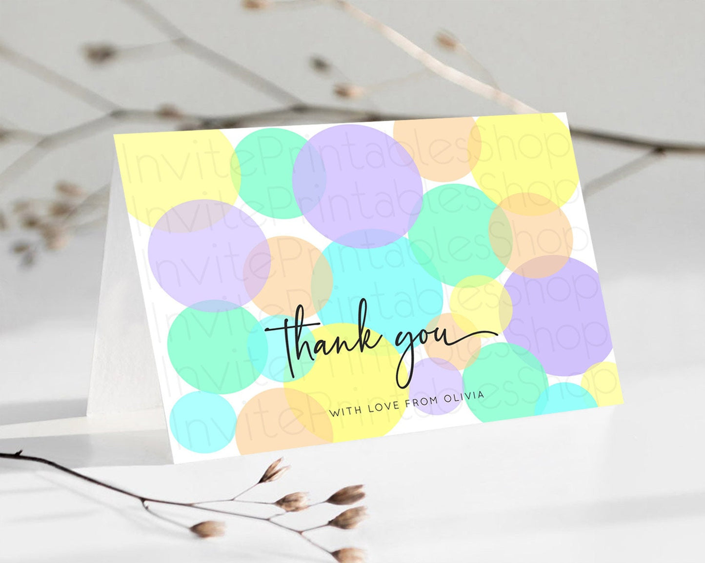 Rainbow Thank You Pastel Thank You Card Pastel Rainbow Birthday Thank You Confetti Colorful Pastel Cards Teacher Thank You Cards D10415