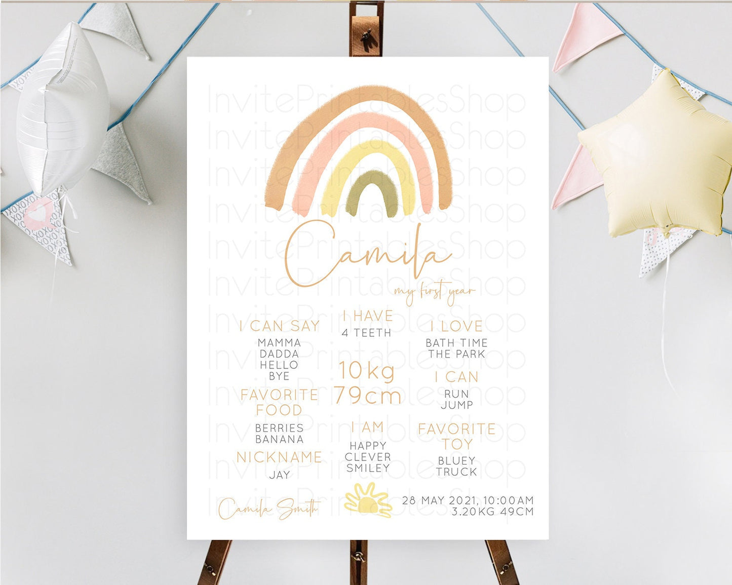 Pastel Rainbow First Birthday Milestone Poster Boho Rainbow Milestone Board Rainbow Milestone Pastel Milestone Rainbow 1st Birthday D10684