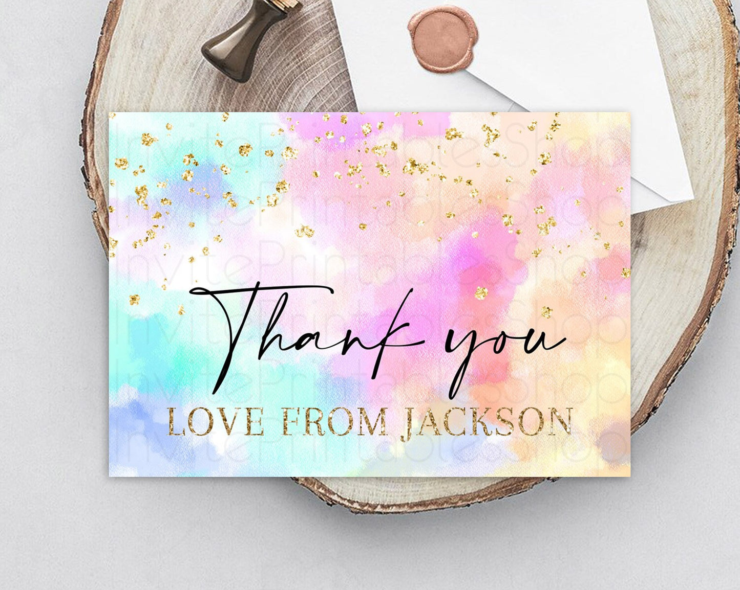 Editable Pastel Thank You Rainbow Thank You Card Colorful Pastel Birthday Th