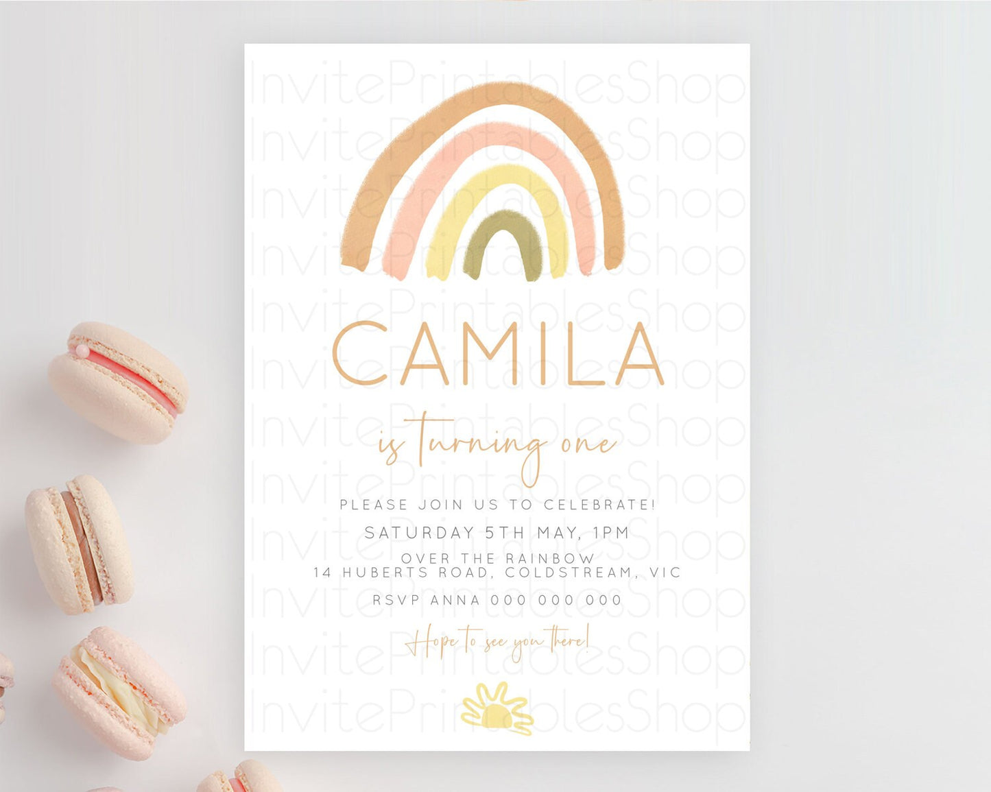 Pastel Rainbow Birthday Invitation Pastel Rainbow Invitation Rainbow Invitation Pastel Invitation Boho Rainbow 1st First Birthday D10684