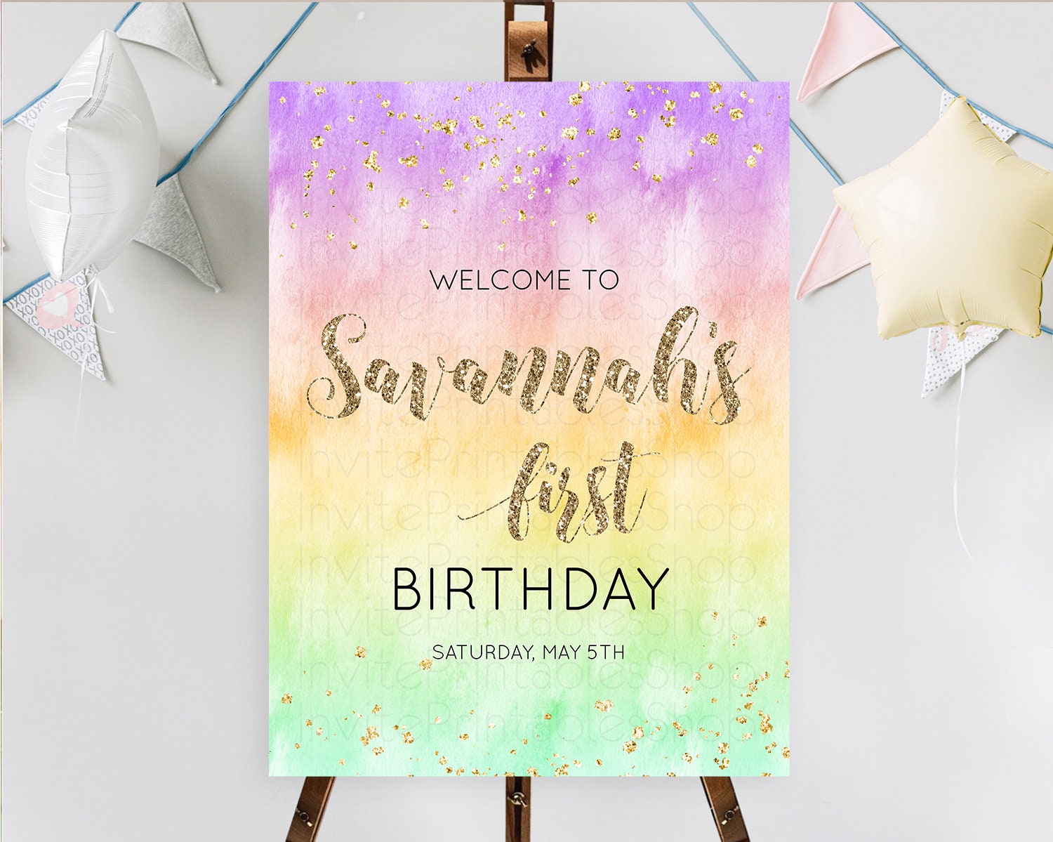 Editable Pastel Welcome Sign Pastel Rainbow Welcome Sign Colorful Rainbow Co