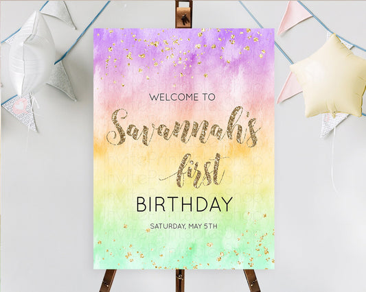 Editable Pastel Welcome Sign Pastel Rainbow Welcome Sign Colorful Rainbow Co