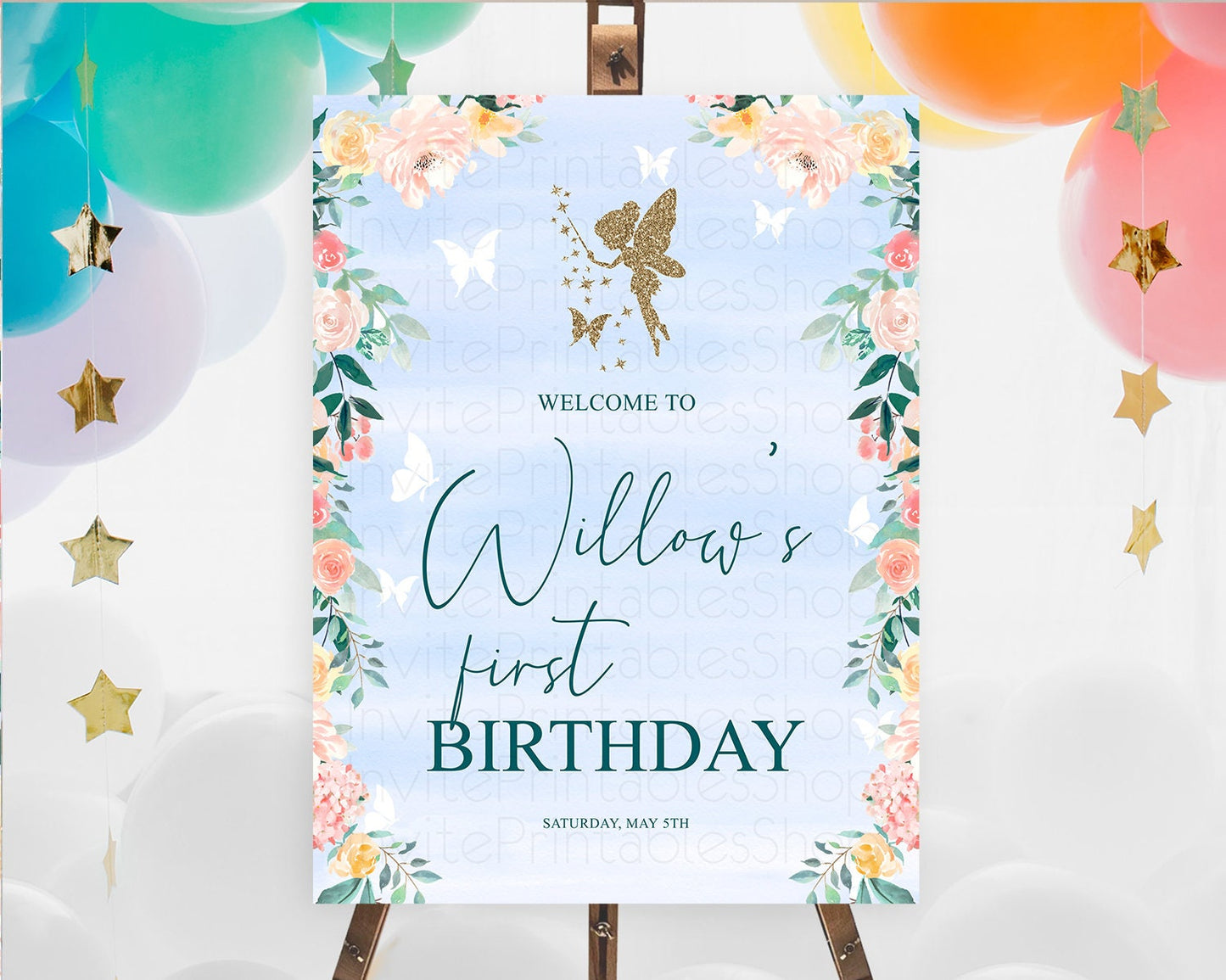 Fairy Welcome Sign Fairy Welcome Board Enchanted Garden Pastel Floral Butterfly Décor Secret Garden First Birthday Welcome Sign D10794