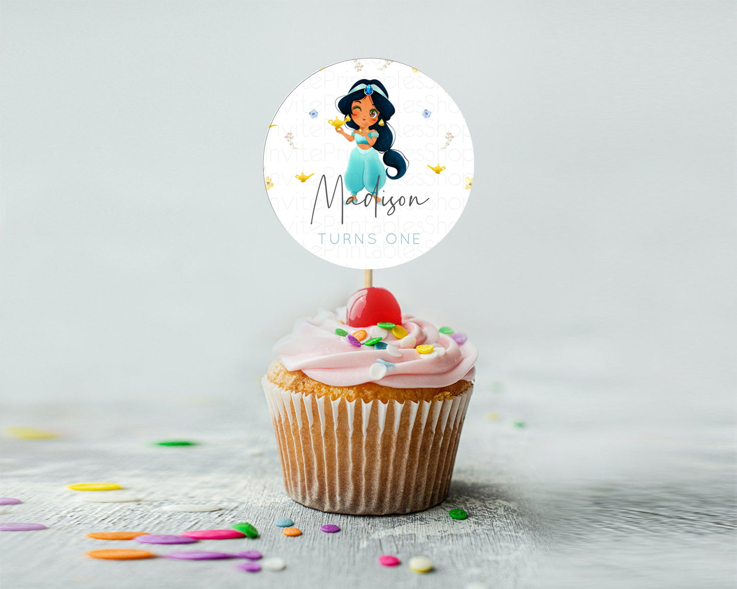 Princess Cupcake Toppers Castle Cupcake Toppers Royal Princess Décor Fairy Tale Enchanted Castle Pastel Floral Garden Table Number  D10887