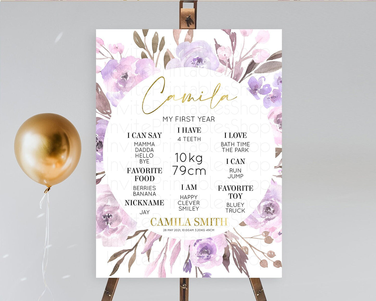 Secret Garden Milestone Board Wildflower First Birthday Milestone Poster Pastel Flowers Milestone Boho Wildflower 1st Birthday Sign D10201