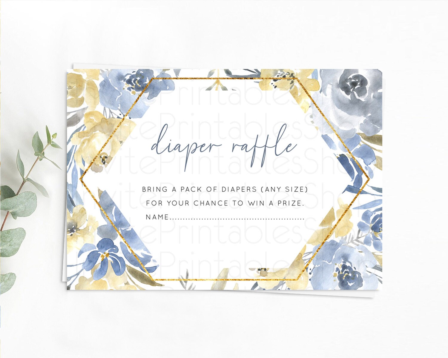 Editable Secret Garden Diaper Raffle Card Boho Wildflower Diaper Raffle Inse