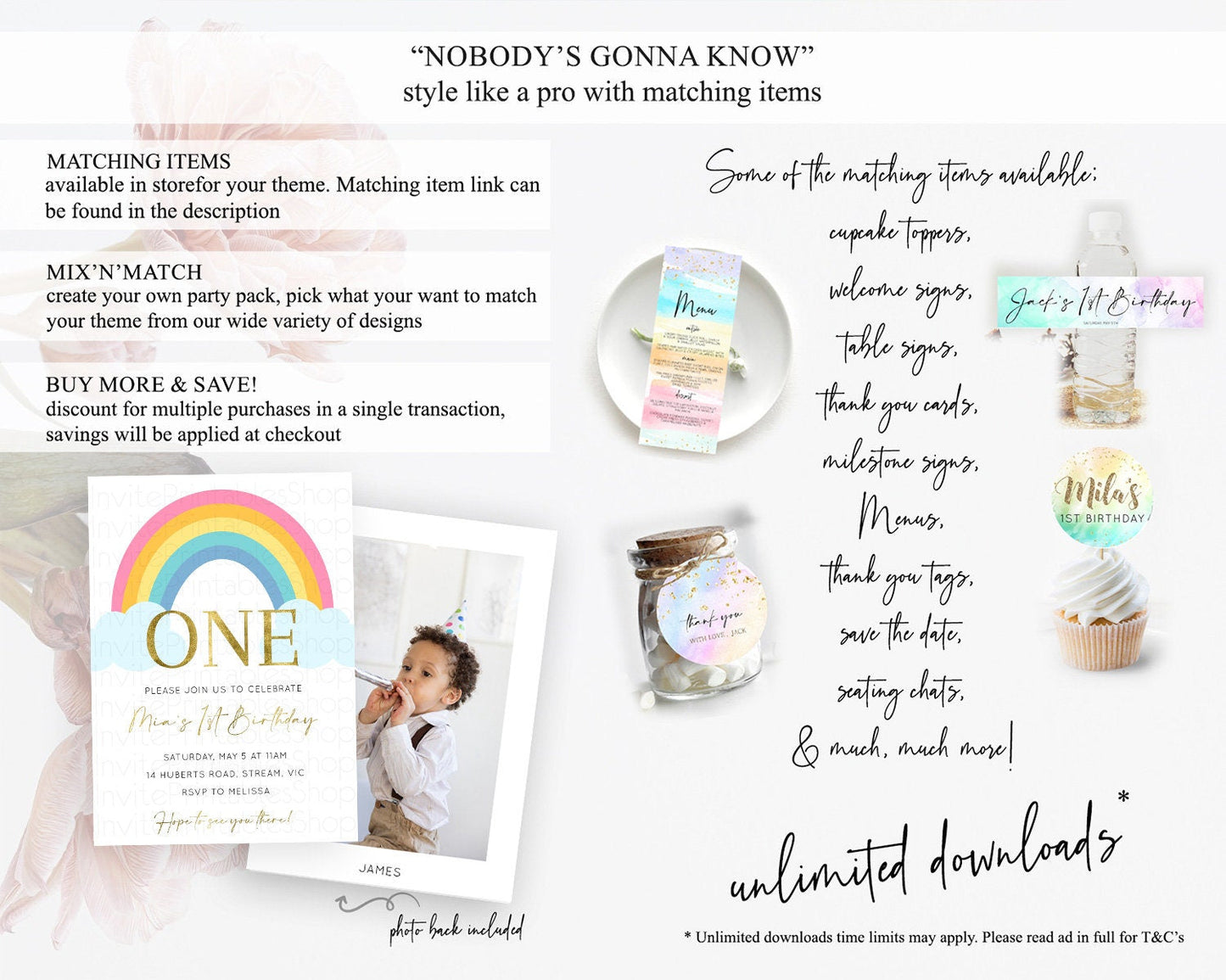 Pastel Rainbow Birthday Invitation Pastel Rainbow Invitation Rainbow Invitation Pastel Invitation Boho Rainbow 1st First Birthday D10211