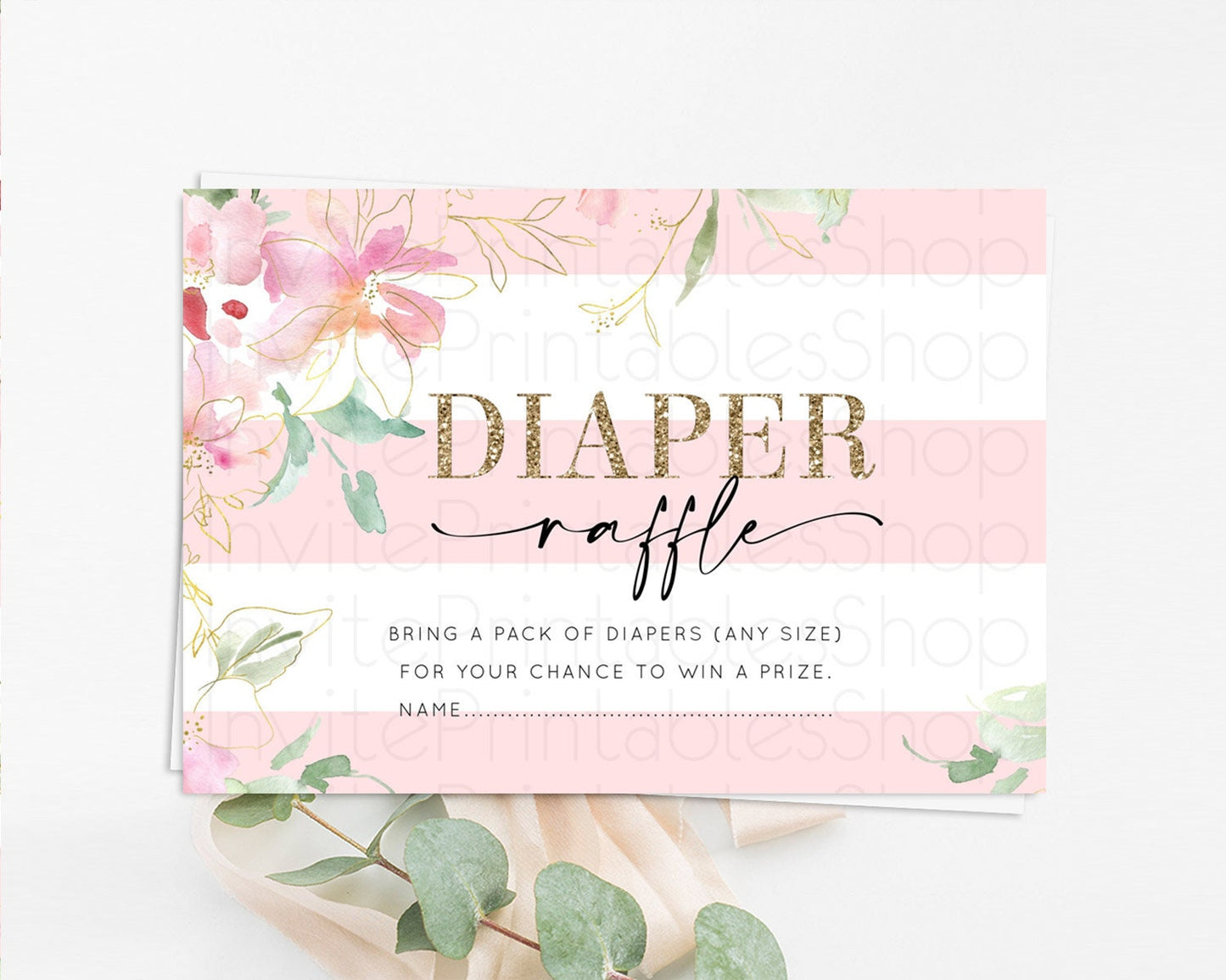 Secret Garden Diaper Raffle Card Boho Wildflower Diaper Raffle Insert Pastel Flower Garden Baby Shower Card Flower Raffle Game D10301