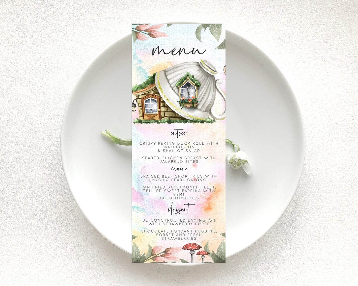 Fairy Menu Fairy Menu Template Enchanted Garden Pastel Floral Butterfly Table Decor Fairy Secret Garden Dinner Dessert Food Menu D10555