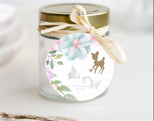 Editable Fawn Thank You Tags Deer Thank You Gift Tags Pastel Floral Deer Fav