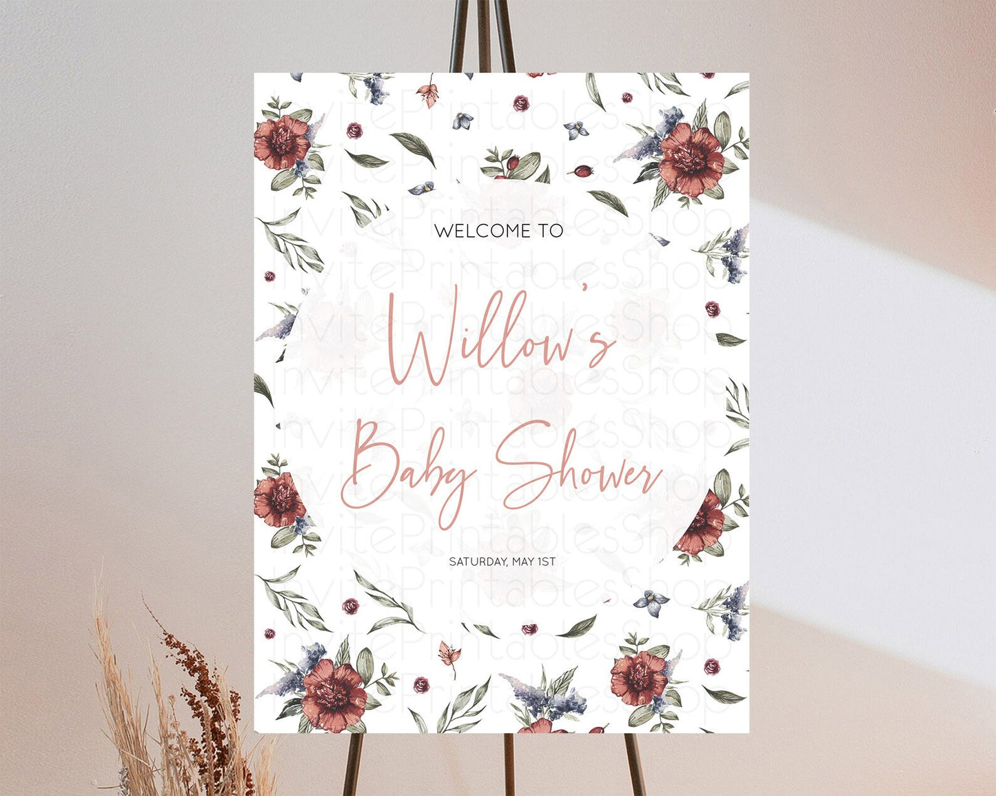 Secret Garden Baby Shower Welcome Sign Wildflower Welcome Board Pastel Flower Garden Welcome Poster Boho Wildflower Welcome Sign D10503