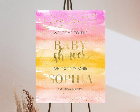 Editable Pastel Baby Shower Welcome Sign Pastel Rainbow Welcome Sign Colorfu