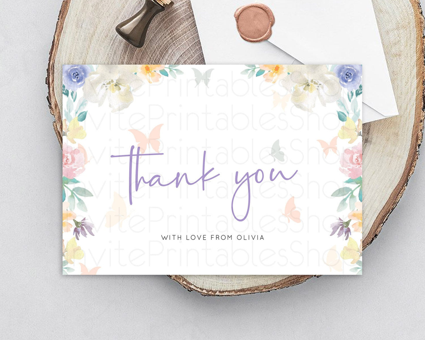 Secret Garden Thank You Wildflower Thank You Card Pastel Flower Garden Birthday Thank You Card Boho Floral Teacher Thank You Card D10710