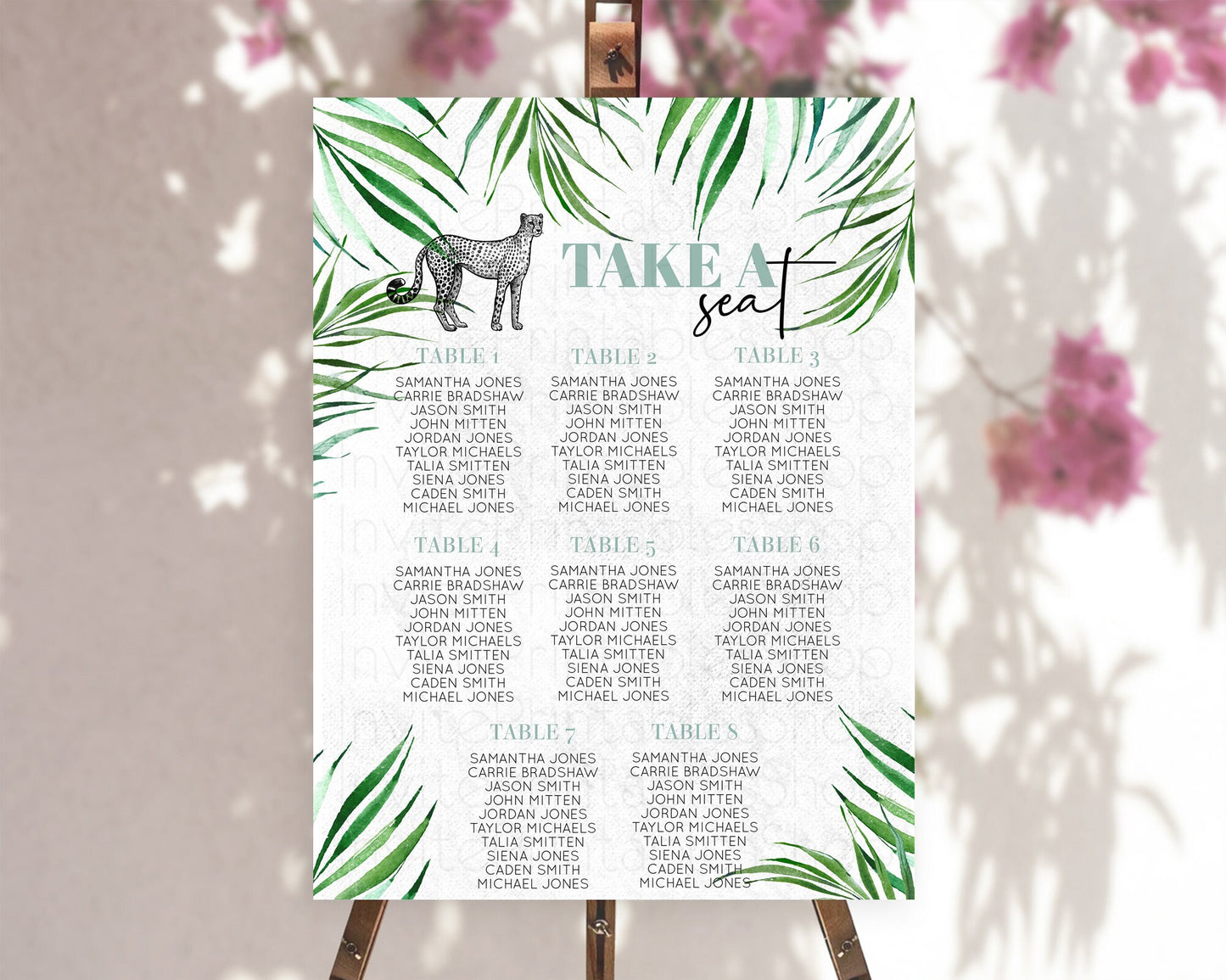 Cheetah Seating Chart Cheetah Seating Sign Cheetah Safari Seating Sign Adventure Cheetah Seating Board Palm Leaf Zoo Take a Seat D10849